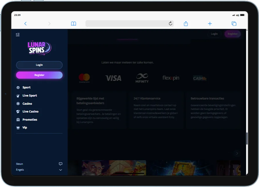 Lunarspins app-interface