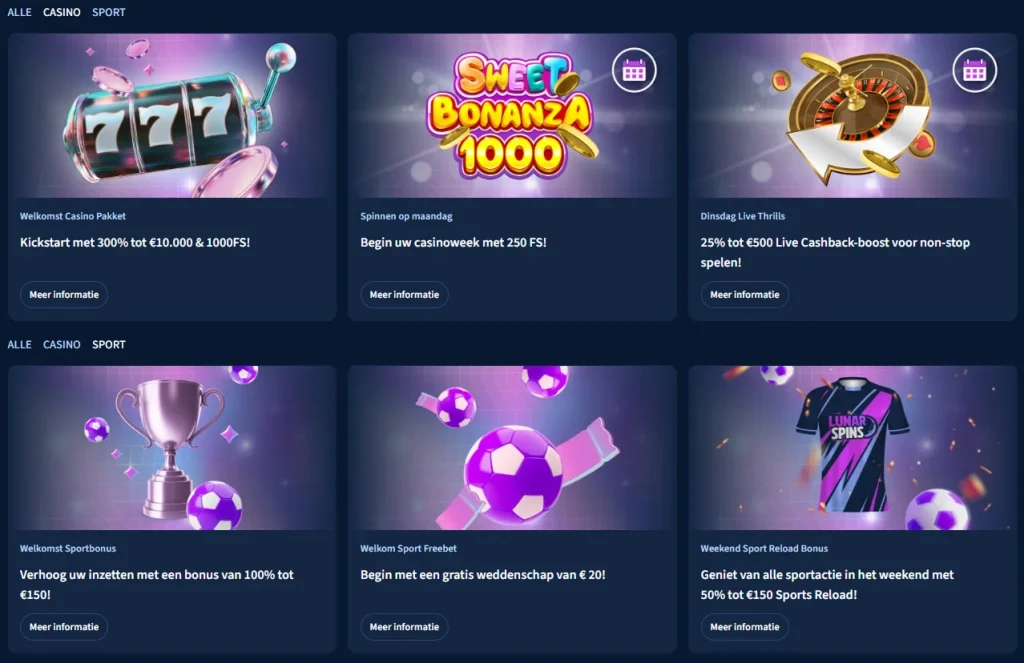 Lunar Spins-promoties voor casino en sport